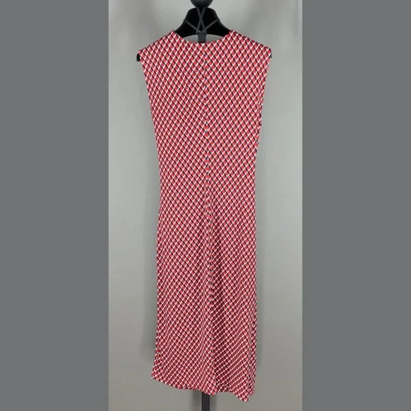 NEW Banana Republic Dress Womens Small red blue geometric sheath preppy classic - Picture 7 of 9
